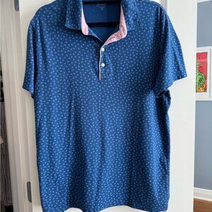 J. Crew Men’s Patterned Performance Polo, Size L, Blue with White Micro-Florals